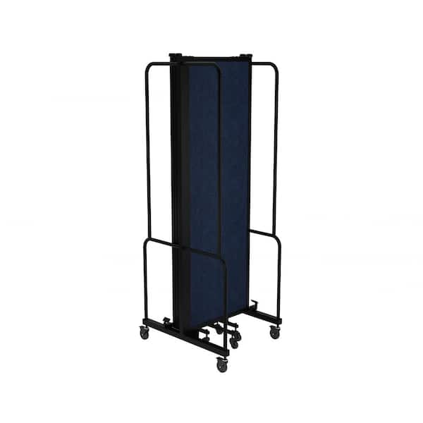 HAMPDEN FURNISHINGS Otis Collection Portable Room Divider, 5 Blue Panels, Black Frame