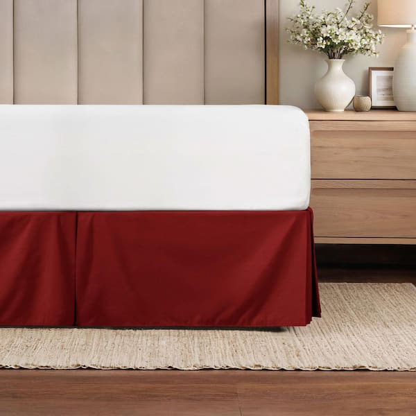 Becky Cameron 14 in. Burgundy Solid Full Bed Skirt