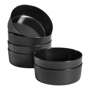 Trenblay Melamine Dinner Bowls in Charcoal Black (Set of 6)