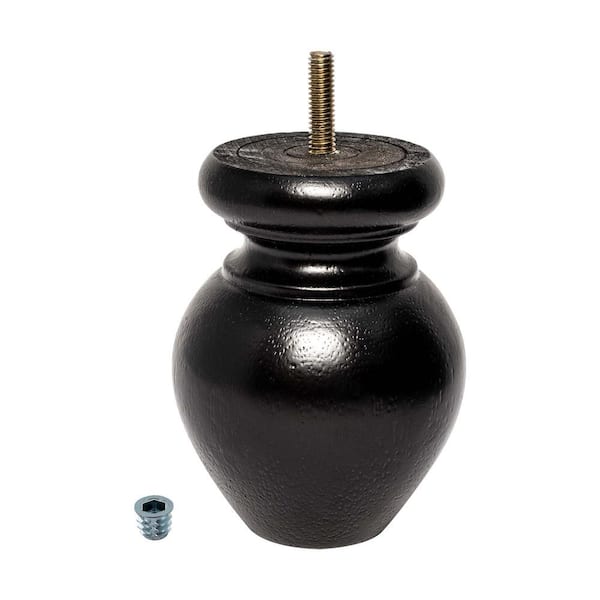 American Pro Decor 4-1/2 in. x 3-1/4 in. Stained Espresso Solid Hardwood Round Bun Foot