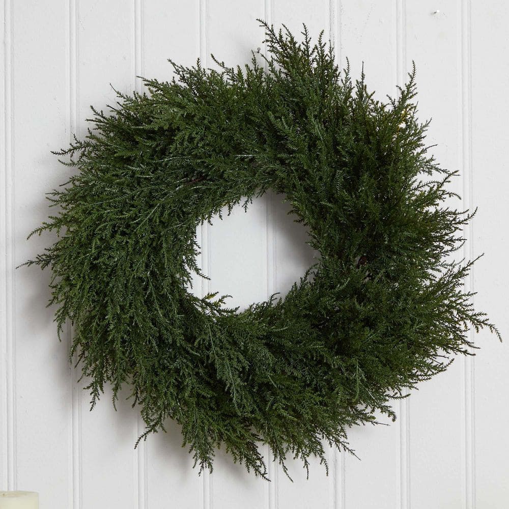 Nearly Natural 24" Green Cedar Christmas Wreath