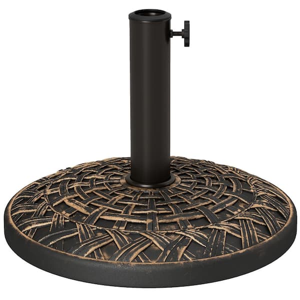 Outsunny 26 lbs. Concrete Heavy Duty Umbrella Stand, Patio Umbrella Base, 19 in. for 1.5 in./1.9 in. Umbrella Poles, Bronze