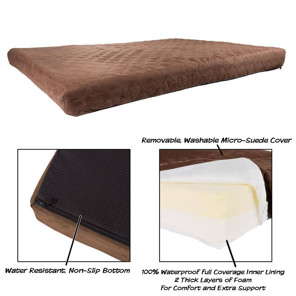 Extra Large Brown Orthopedic Memory Foam Waterproof Dog Bed