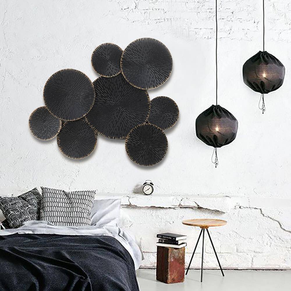 Large Black and Gold Iron Abstract Wall Sculpture