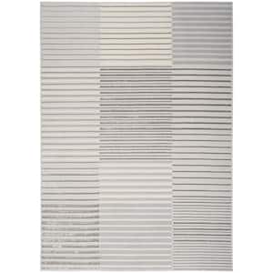 Brushstrokes Silver Grey 5 ft. x 7 ft. Abstract Contemporary Area Rug