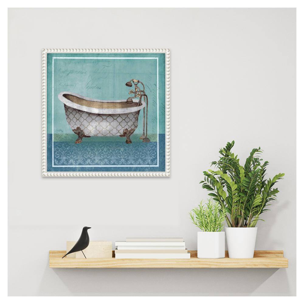 Regal Blue Bathtub Canvas Art with Beaded Frame