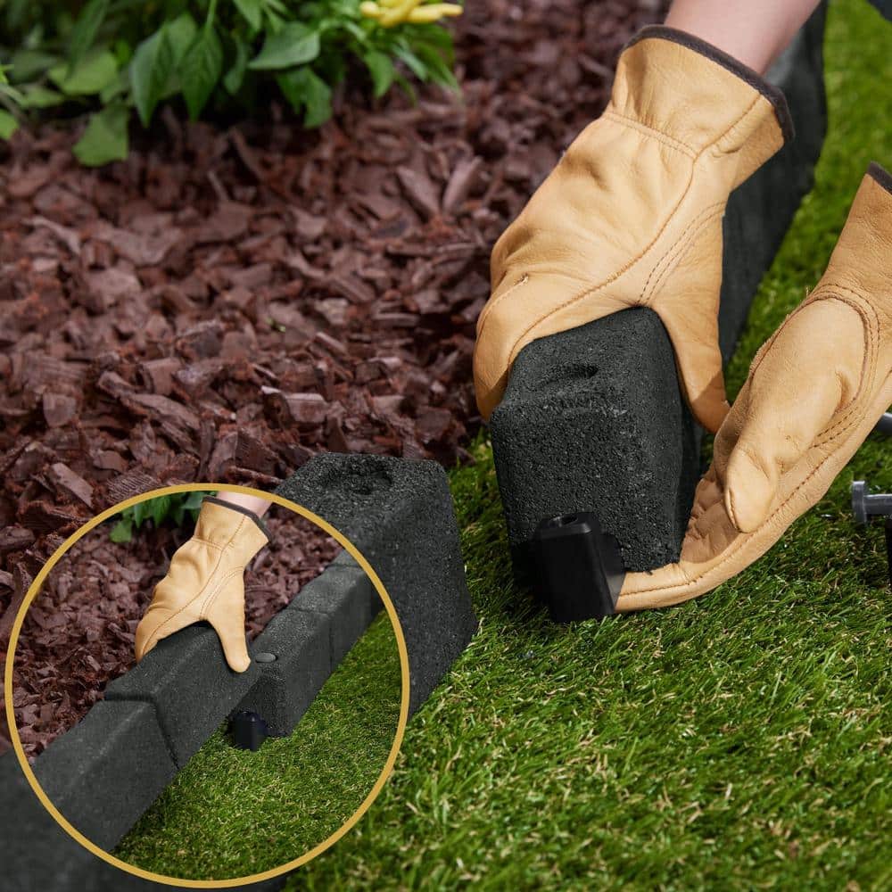 Gray Rubber Cobblestone Garden Edging, 144-ft, 36 Pack