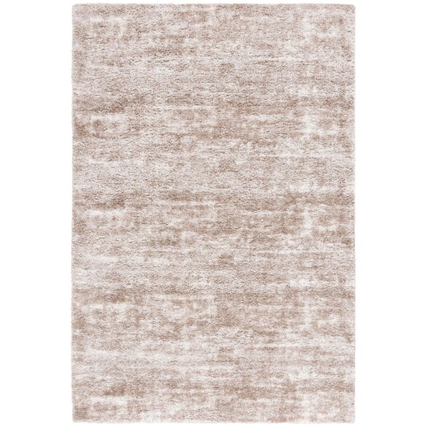 SAFAVIEH Penelope Shag Taupe/Ivory 8 ft. x 10 ft. Abstract Distressed Area Rug