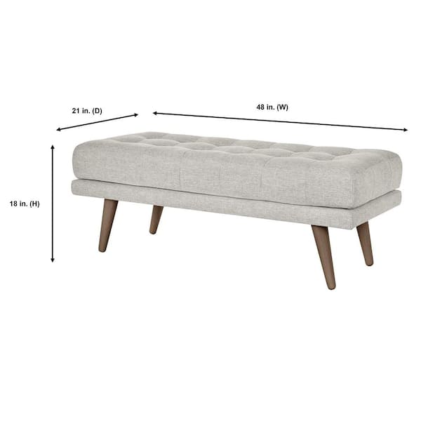 Whaverton Dining & Living Upholstered Accent Bench in Stone Gray with Oak Base (48" W x 18" H x 21" D)