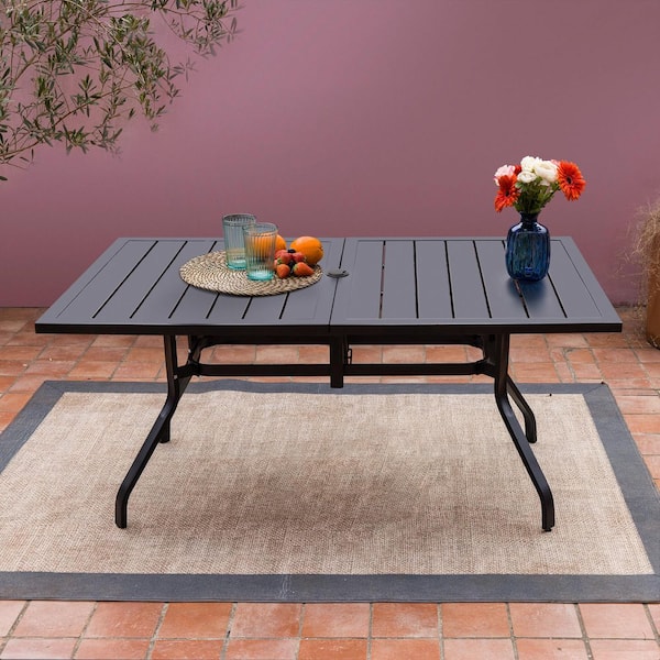 6 person patio table with umbrella MF Studio 6-Person Outdoor Rectangular Metal Dining Umbrell summitlivin This MF Studio 4 person outdoor dining set comes with four swivel outdoor dining chairs JARDINA Outdoor Wood & Rope