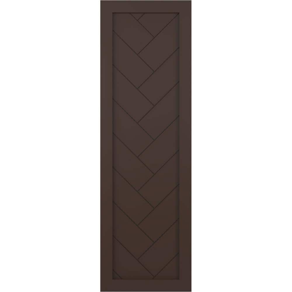 18 in. x 49 in. PVC Single Panel Herringbone Modern Style Fixed Mount Board and Batten Shutters Pair in Raisin Brown price history on PriceWatchPro