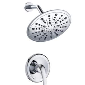 Wall Mount 1-Spray Patterns with 1.8 GPM 9 in. Single Handle Round Showerhead with Handheld Shower Combo Set in Chrome