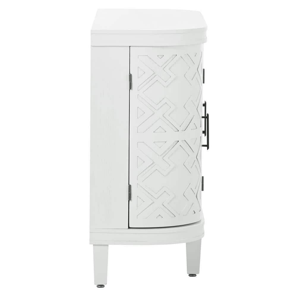 White 47.2" Wood Sideboard with Antique Pattern Doors
