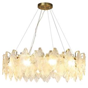 31.5in. 10-Light Modern Maple Leaf Crystal Chandelier, Luxury Crystal Pendant Light for Living Room, Bulbs Included