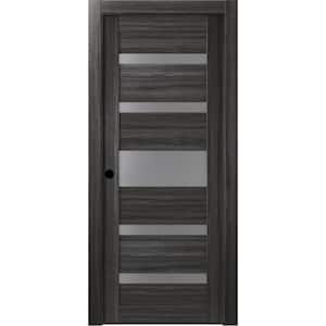 18 in. x 80 in. Gina Gray Oak Right-Hand Solid Core Composite 5-Lite Frosted Glass Single Prehung Interior Door