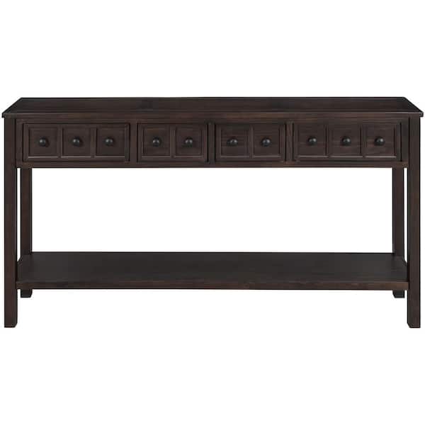  Entryway Table, Console Tables for Entryway, Sofa Tables Narrow  Long, 55 Inch Hallway Table/Bookshelf with Storage Shelves for Living Room,  Couch, Industrial Style, Dark Brown : Everything Else