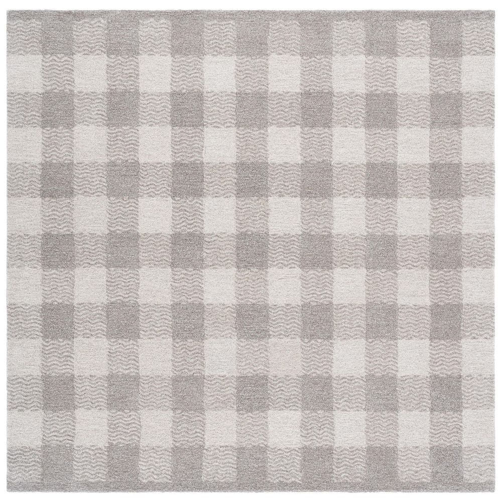 SAFAVIEH Genre 6 ft. x 6 ft. Gray/Ivory Abstract Plaid Square Area