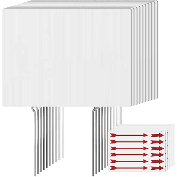 10 Pack Corrugated Plastic Yard Signs with Stakes and Arrow Stickers