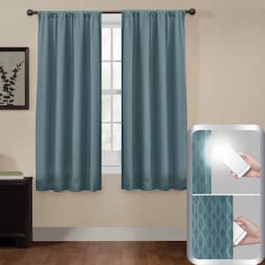 Teal Thermal 50 in. W x 63 in. L Rod Pocket 100% Blackout Curtain