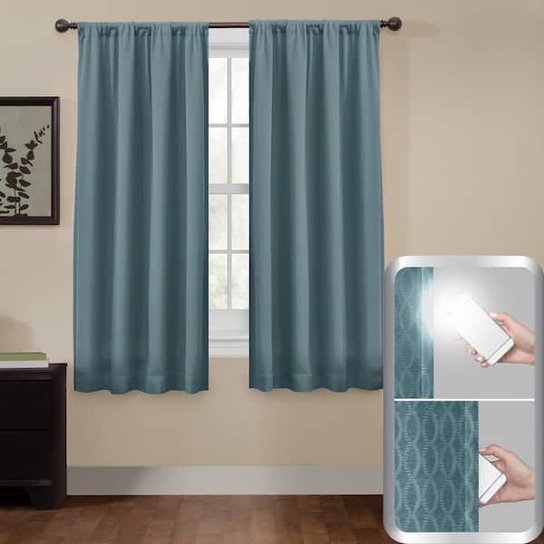 Zenna Home Teal Thermal 50 in. W x 63 in. L Rod Pocket 100% Blackout Curtain