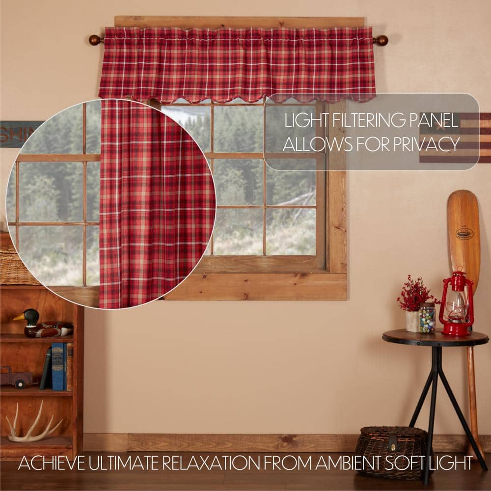 Braxton Red Plaid Scalloped Cotton Valance 16x60