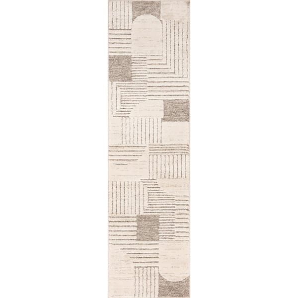 Retro Gray 3 ft. x 9 ft. Contemporary Runner Rug