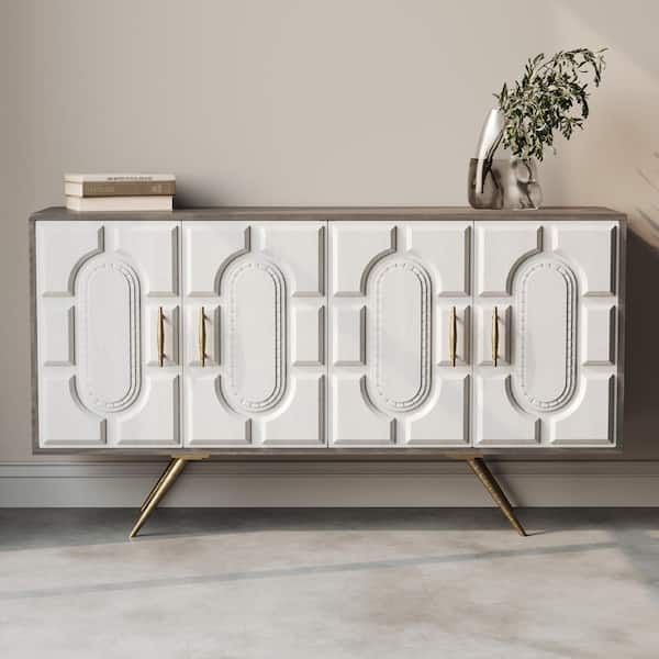 Lugo White Wash 60 in. Side Storage Cabinet