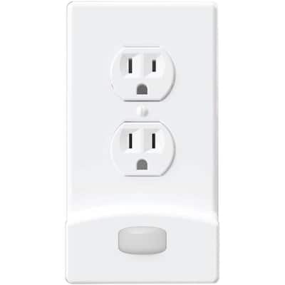 Motion-Activated 1-Gang White Duplex Outlet Plastic Nightlight Wall Plate