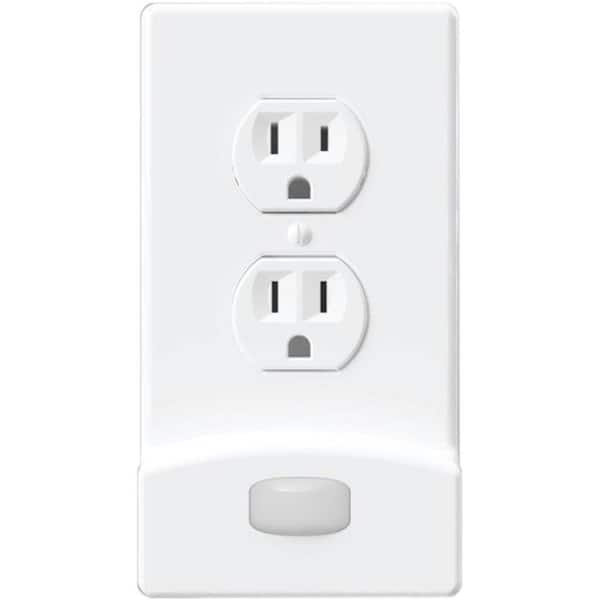 Motion-Activated 1-Gang White Duplex Outlet Plastic Nightlight Wall Plate