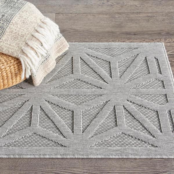 Palamos Light Gray doormat 2 ft. x 4 ft. Geometric Modern Indoor/Outdoor Patio Kitchen Area Rug