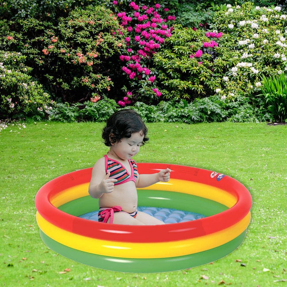 59" Red, Yellow, and Green Inflatable Round Kiddie Pool
