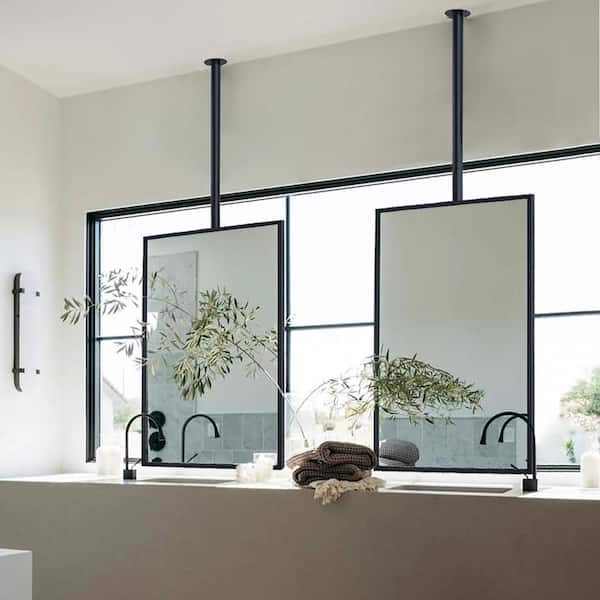 Modern Square Ceiling Mirror with Metal Framed, 40cmx60cm 40cmx70cm  50cmx70cm Bathroom Vanity Mirrors for Living Room or Bedroom, Black  Decorative