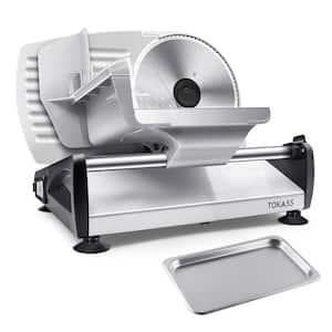 150 W Silver Stainless Steel Meat Slicer, Electric Deli Food Slicer with Adjustable Thickness and Child Lock