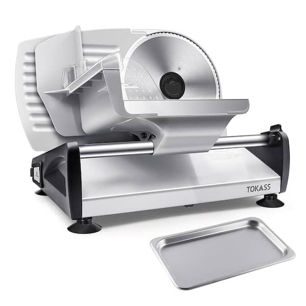 Numhew 150 W Silver Stainless Steel Meat Slicer, Electric Deli Food Slicer with Adjustable Thickness and Child Lock