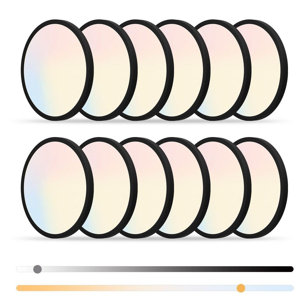 12-Pack 7 in. Round Modern Matte Black Ultra-Slim LED Flush Mount Ceiling Light, 5CCT, Dimmable, Ideal for Bedroom price history on PriceWatchPro