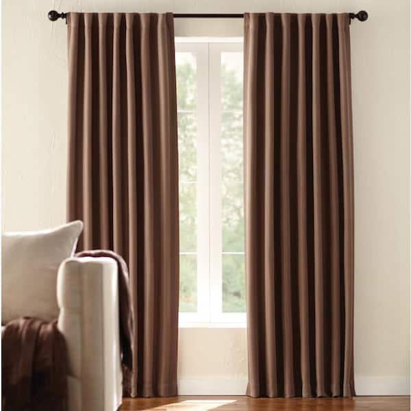 Home Decorators Collection Mocha Solid Back Tab Room Darkening Curtain - 54 in. W x 84 in. L