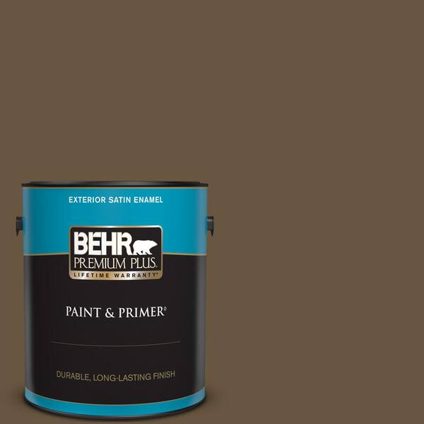 BEHR PREMIUM PLUS 1 gal. #S-H-700 Burley Wood Satin Enamel Exterior Paint & Primer