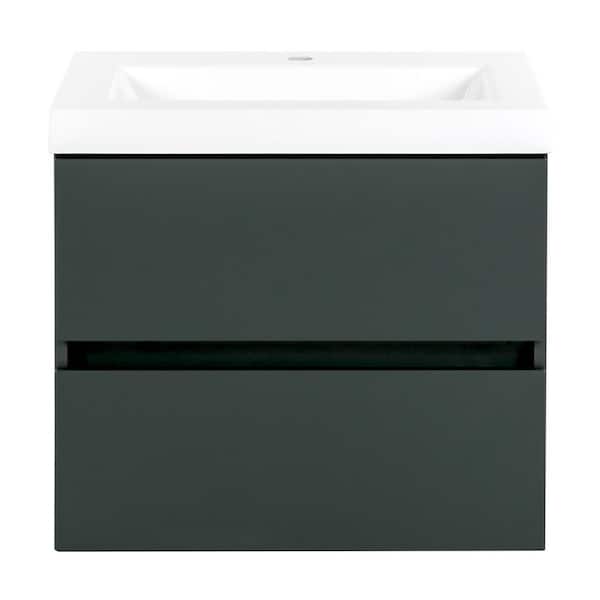 Rawlins 25 in. Single Sink Viridian Green Floating Bath Vanity with White Cultured Marble Top (Assembled)