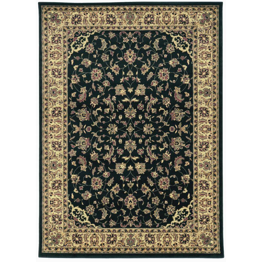 Castello Black 3 ft. x 5 ft. Traditional Oriental Floral Area Rug