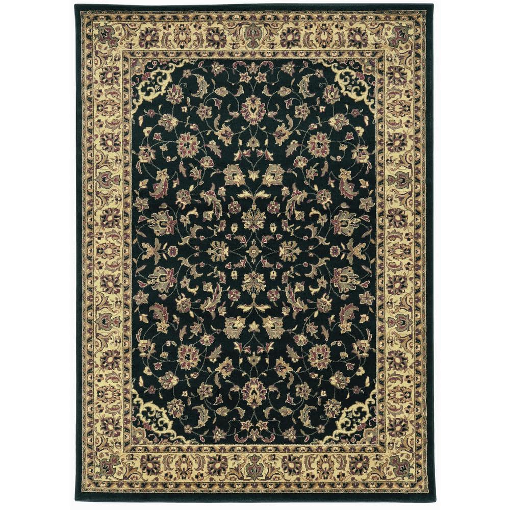 Castello Black 5 ft. x 7 ft. Traditional Oriental Floral Area Rug
