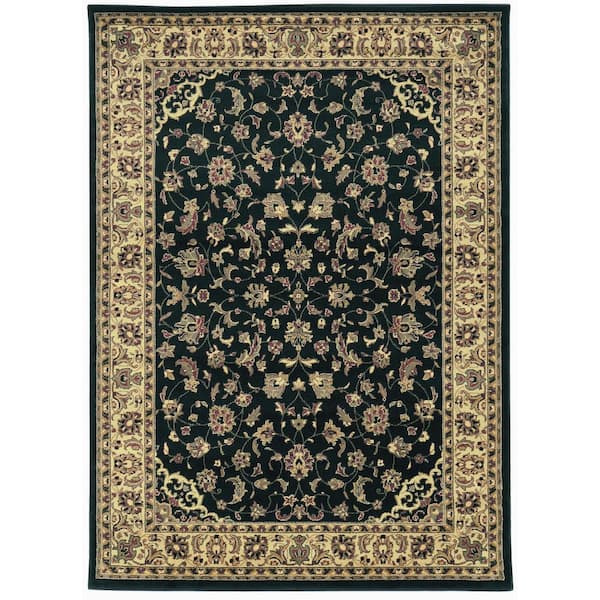 RADICI USA Castello Black 5 ft. x 7 ft. Traditional Oriental Floral Area Rug
