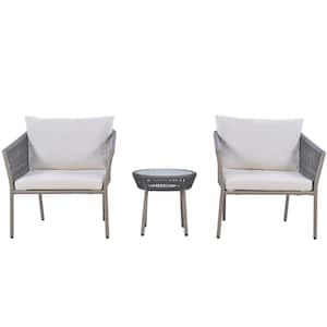 3-Piece Outdoor Patio Conversation Set with Cushions