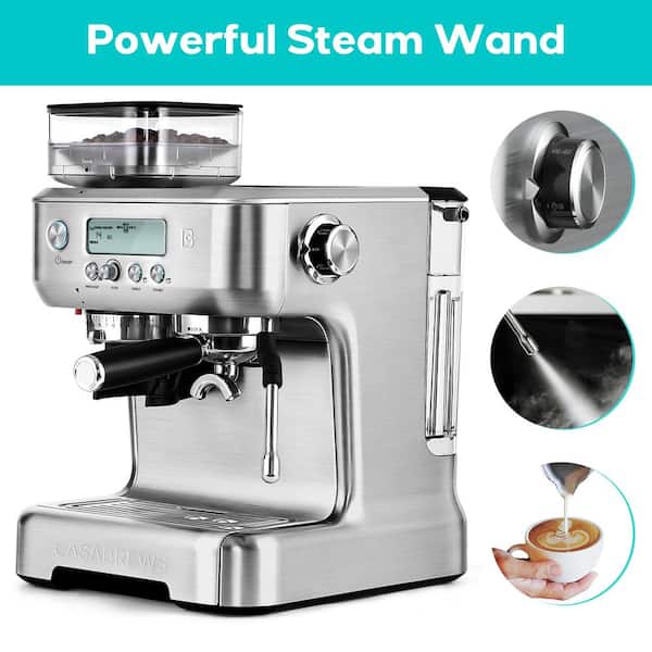 Farberware Espresso Machine, 15 Bar, Silver, Stainless Steel, Steam Wand 