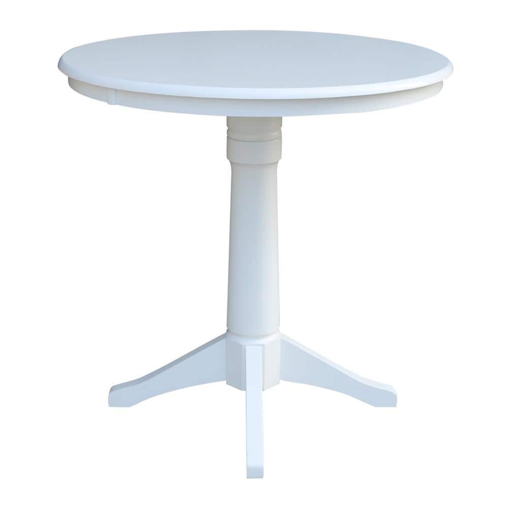36" White Solid Wood Round Counter Height Table