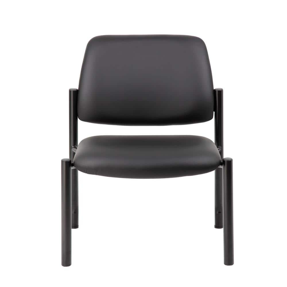 Sleek 400lb Capacity Armless Guest Chair in Antimicrobial Black Vinyl