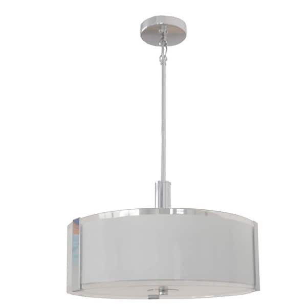 Filament Design 3-Light Chrome Chandelier with White and Clear Flat Glass Shade