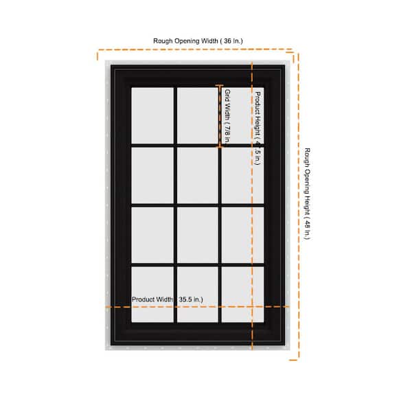 JELD-WEN 36 in. x 48 in. V-4500 Series Black FiniShield Vinyl