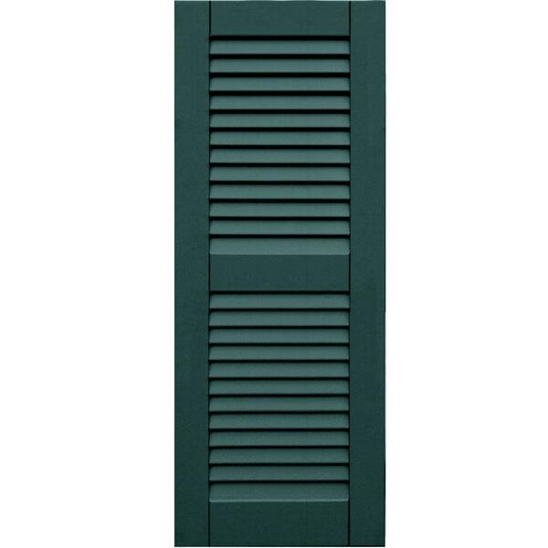 Winworks Wood Composite 15 in. x 39 in. Louvered Shutters Pair #633 Forest Green