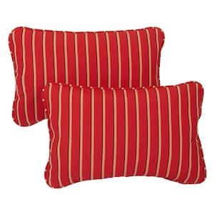 Sunbrella Red Gold Stripe Rectangular Outdoor Corded Lumbar Pillows (2-Pack)
