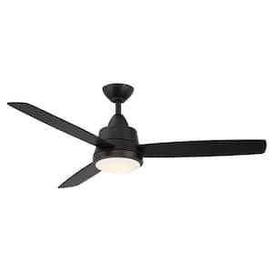 Caprice 52 in. Integrated LED Indoor Matte Black Ceiling Fan with Light Kit and Remote Control